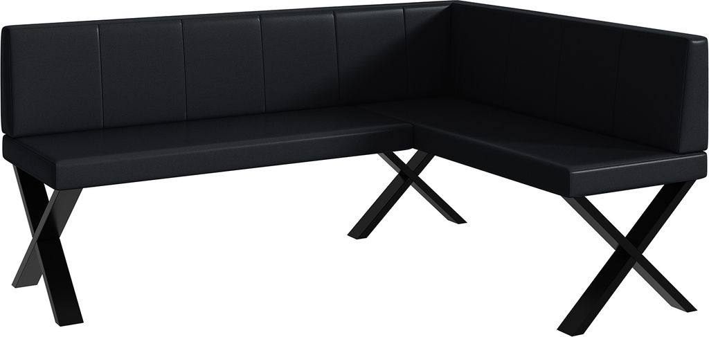 MEBLINI Eckbank für Esszimmer - Küchenbank - Essecke - Sitzecke Küche - PETER - X-Beine 128x168x87cm Rechts - Schwarz Kunstleder