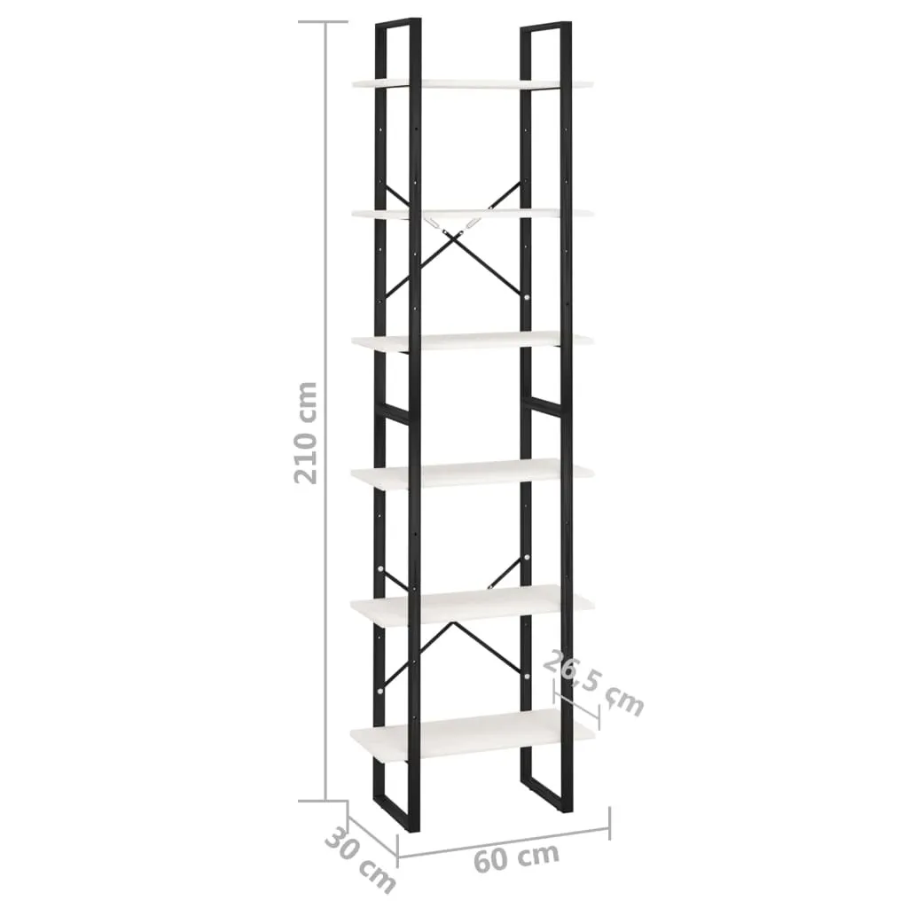 Scaffale bianco 60x30x210 cm in legno massiccio di pino - 9
