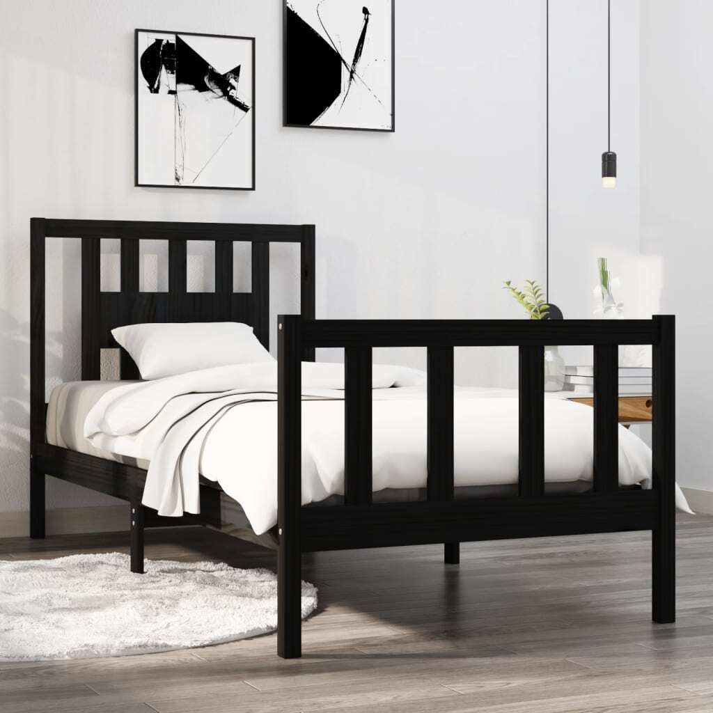 Maison Exclusive - Massivholzbett ohne Matratze Schwarz