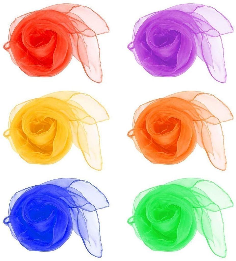 20 Bunte Jongliertücher Aus Nylon - 60x60cm Für Tanz, Sensorik & Kinderspiele