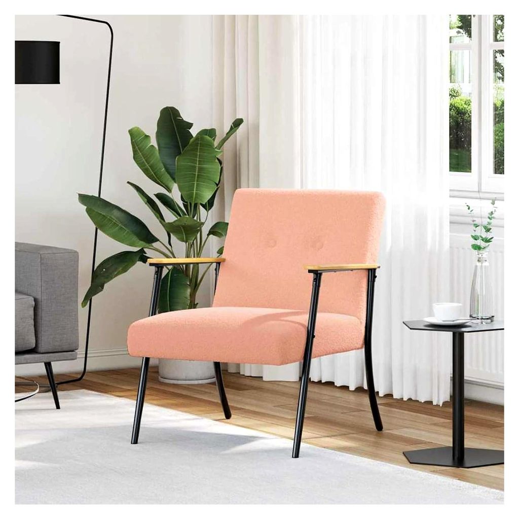 Sessel Rosa 59 x 75 x 78 cm Lockiger wollähnlicher Stoff Lounge-Sessel