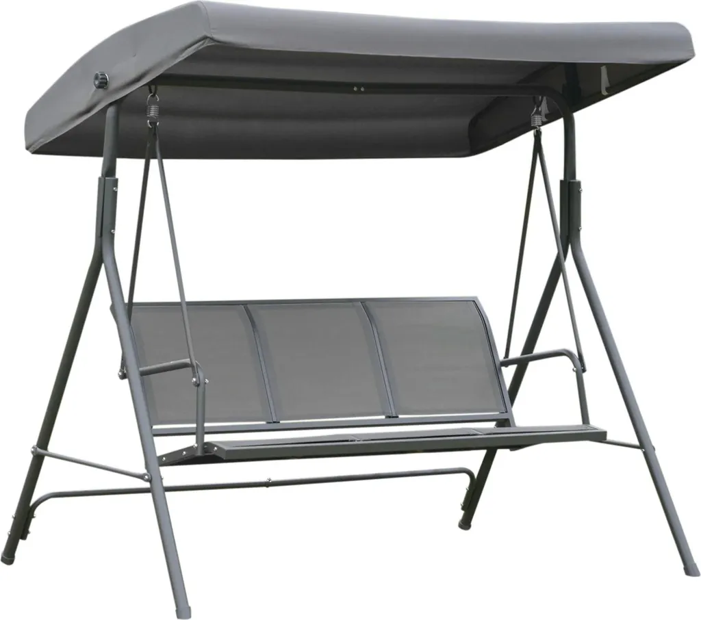 Balançoire de jardin Hollywood 3 places en acier et polyester gris - 175cm