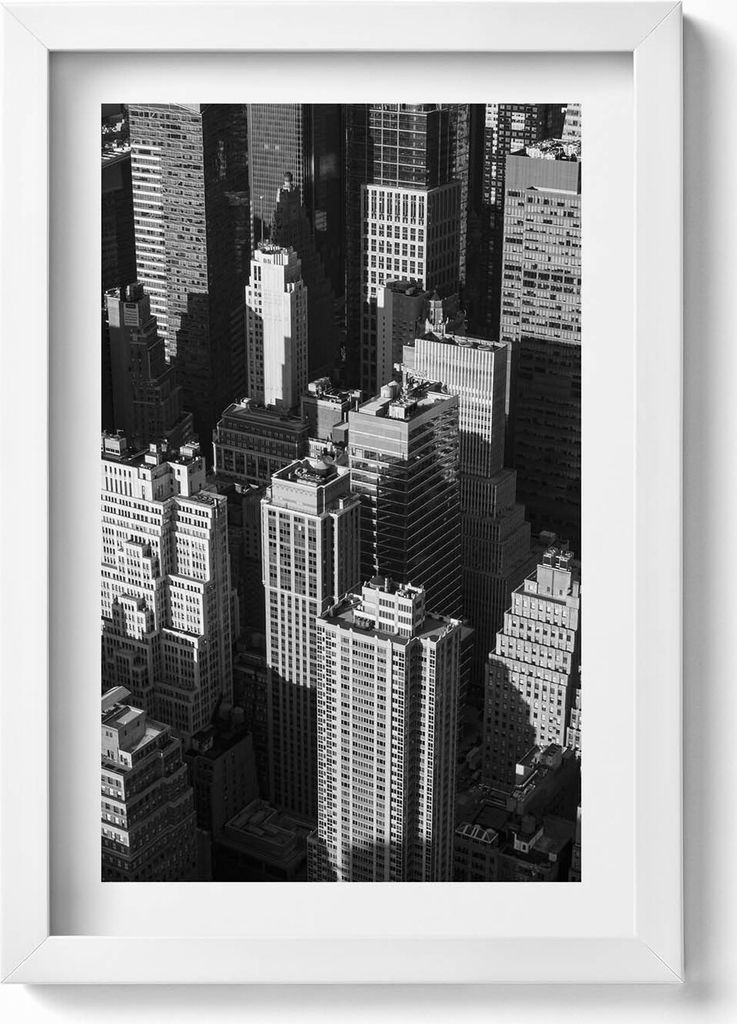 Schwarz-weiße Stadtarchitektur– Wandbild mit Rahmen – Gerahmtes Bild – Wanddekoration – 20x30 cm – Weiß
