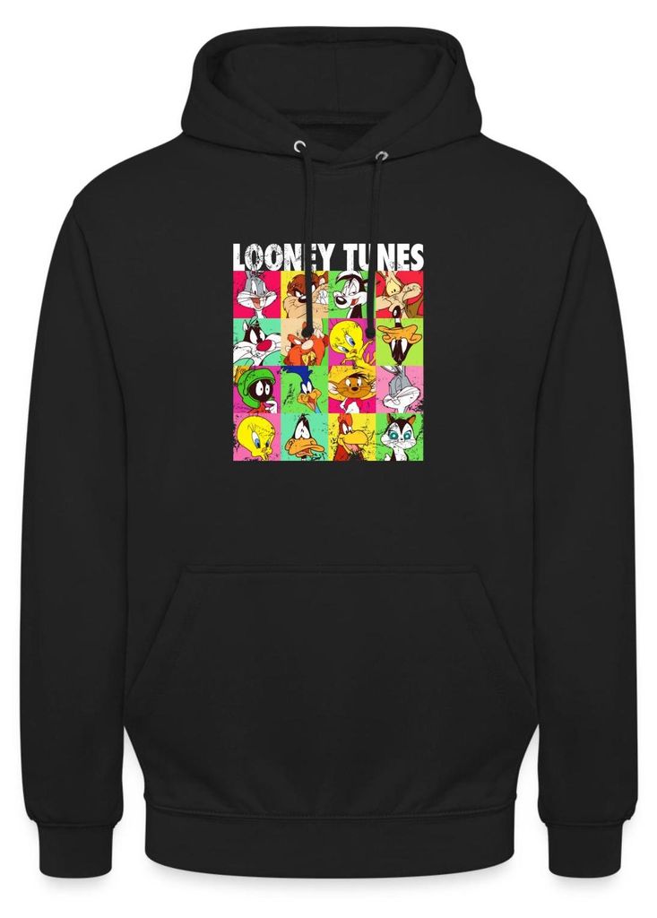 Spreadshirt Looney Tunes Charaktere Kachel Uni Hoodie, L, Schwarz