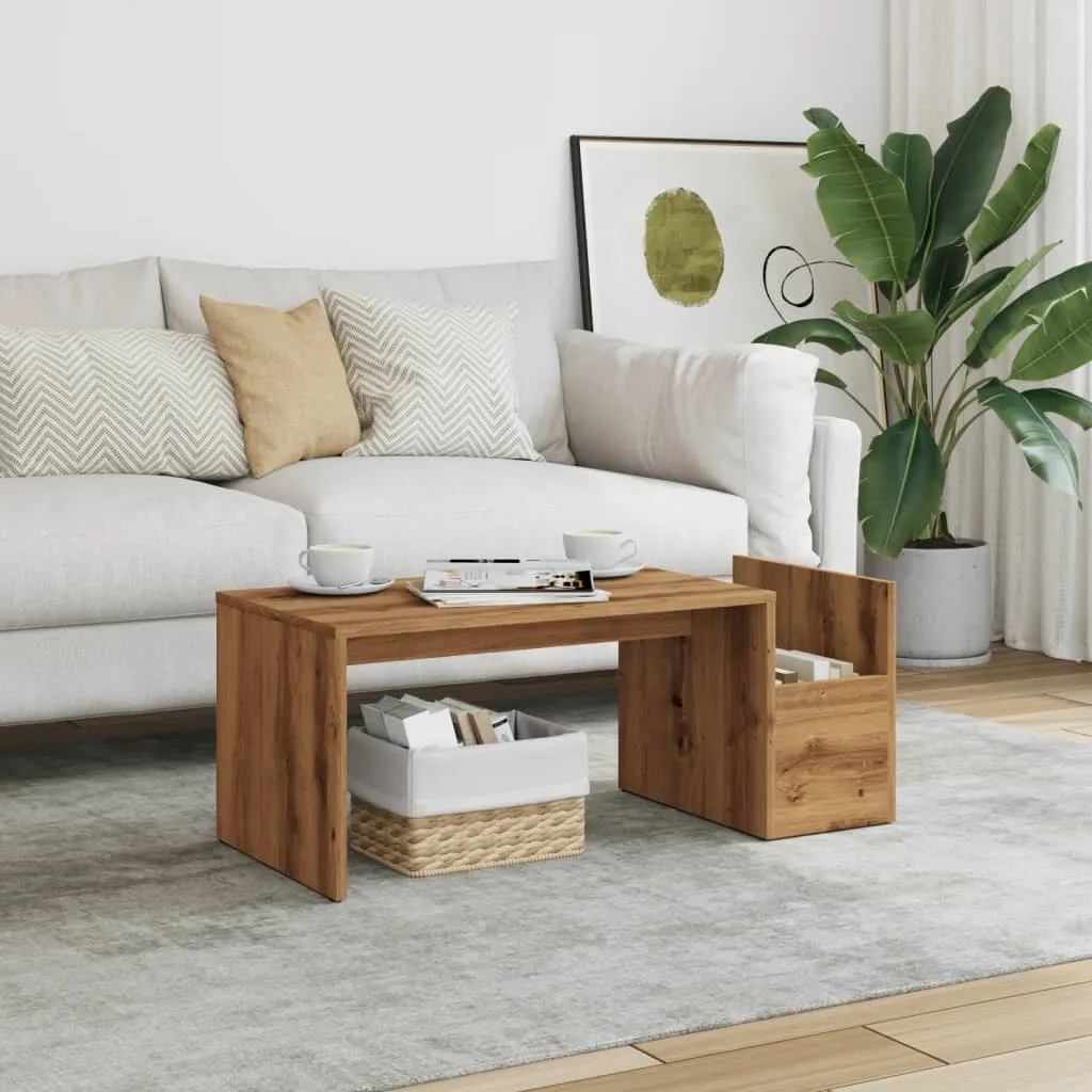 Tavolino Basso Maison Exclusive Artisan Rovere 90x45x35 cm Legno