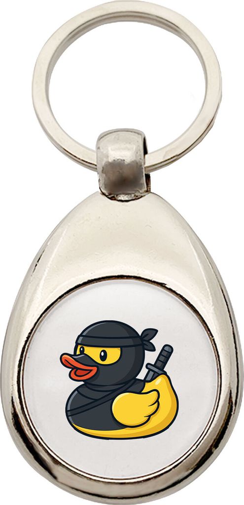 Huuraa Schlüsselanhänger Quietscheente Ninja Gummiente Krieger Metall Schlüsselring Einkaufswagenchip Geschenkidee
