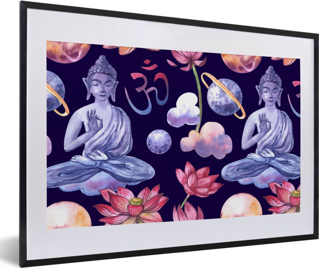 MuchoWow® MuchoWow® Gerahmtes Poster Buddha - Planeten - Produktbild 