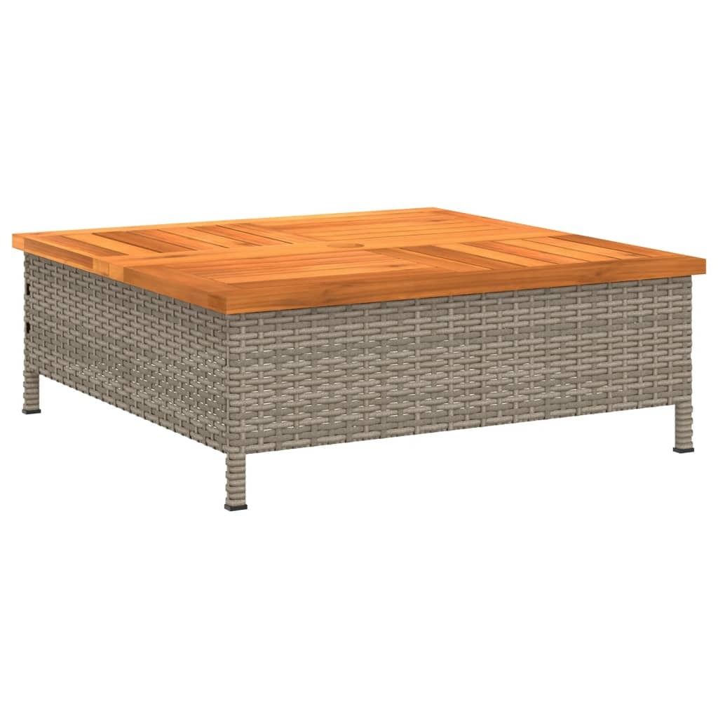 vidaXL Stolik ogrodowy szary 70x70x25 cm rattan i drewno Zdjęcie produktu 