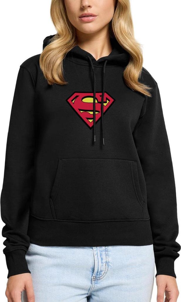 Spreadshirt DC Comics Superman Logo Original Karneval Damen Premium Hoodie, XL, Schwarz