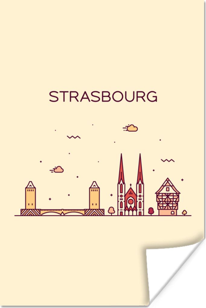 MuchoWow Poster Frankreich - Skyline - Straßburg 20x30 cm - Papierdruck
