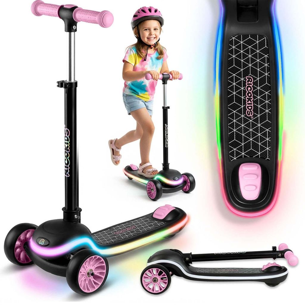 RICOKIDS Monopattino per bambini con illuminazione a LED e Immagine del prodotto 