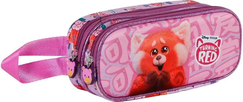 Disney Rouge Yaay Trousse à Crayons Double avec Effet 3D Rose Pastel - 3