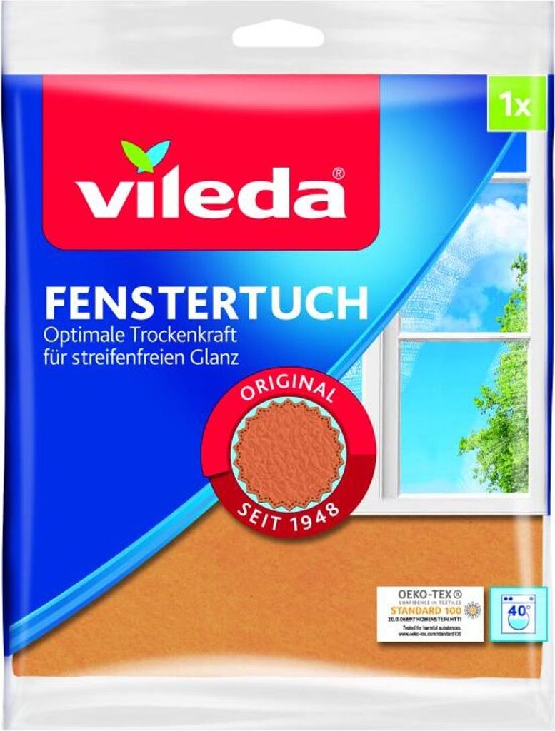 VILEDA Utěrka na okna +30% mikrovlákno 39x36cm Obrázek produktu