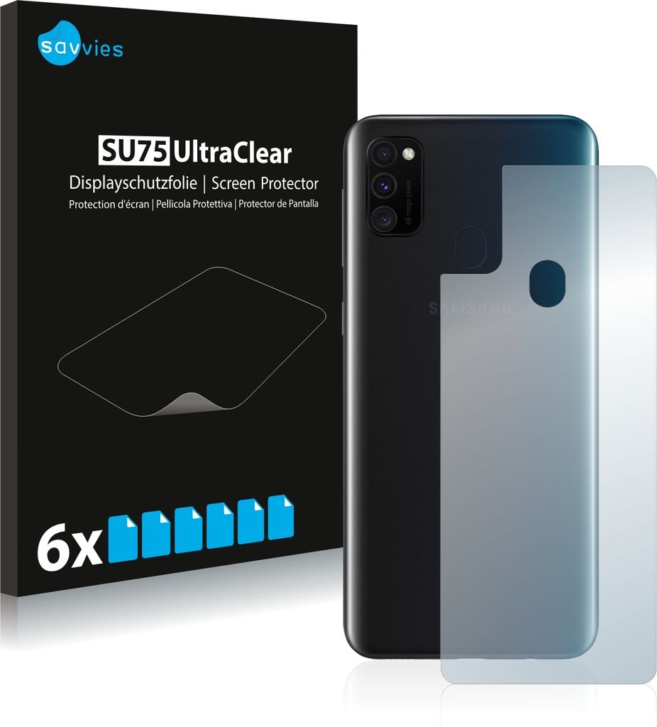 6x Savvies Schutzfolie für Samsung Galaxy M30s (Rückseite) Folie Klar
