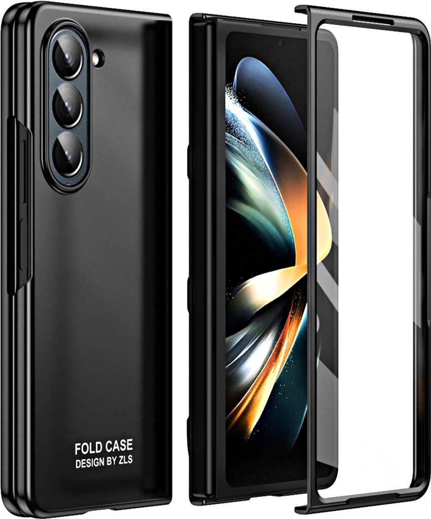 Hülle für Samsung Galaxy Z Fold 5 Ultradünne Hart PC Matt Schutzhülle mit Displayschutz Schwarz