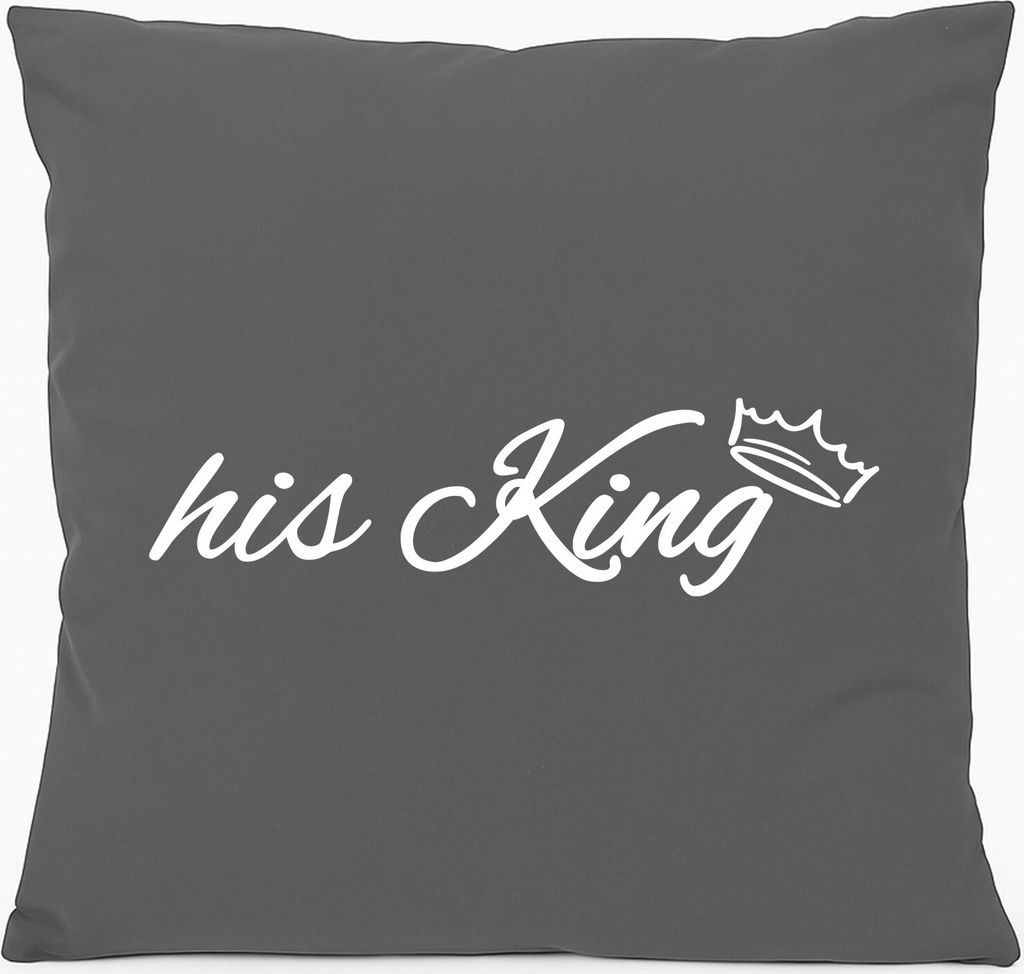 Huuraa Kissen his King Krone 40x40cm mit Füllung Steel Grey Baumwolle Dekokissen Geschenkidee