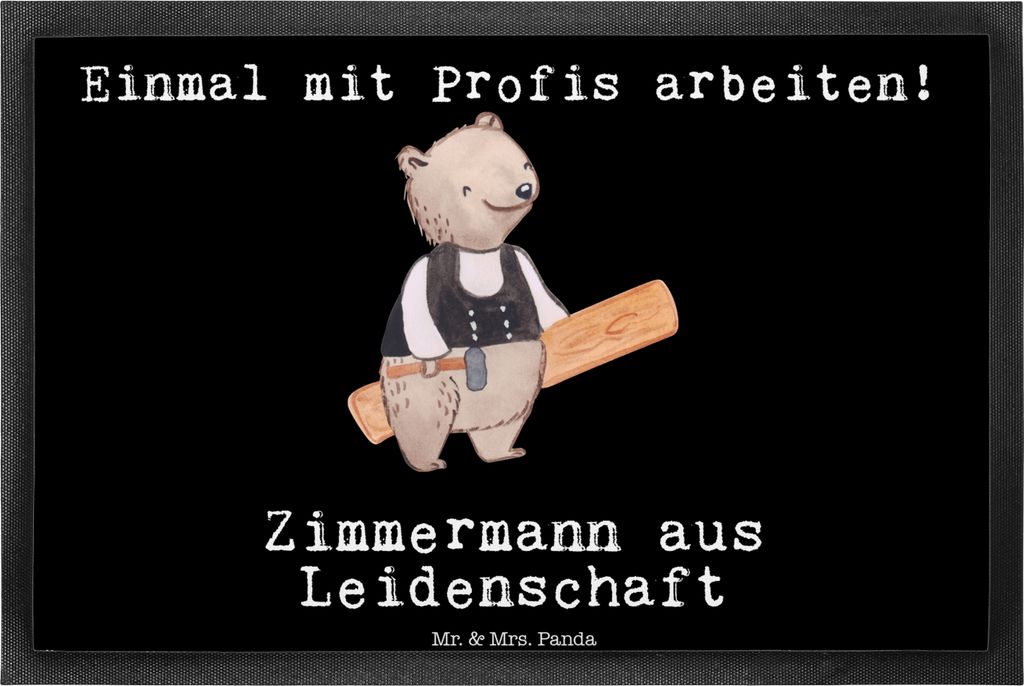 Mr. & Mrs. Panda fußmatte Zimmermann Leidenschaft 40 x 60 cm - Schwarz - Geschenk, Schmutzmatte, Schmutzfangmatte, Gummimatte, Haustürmatte, haus...