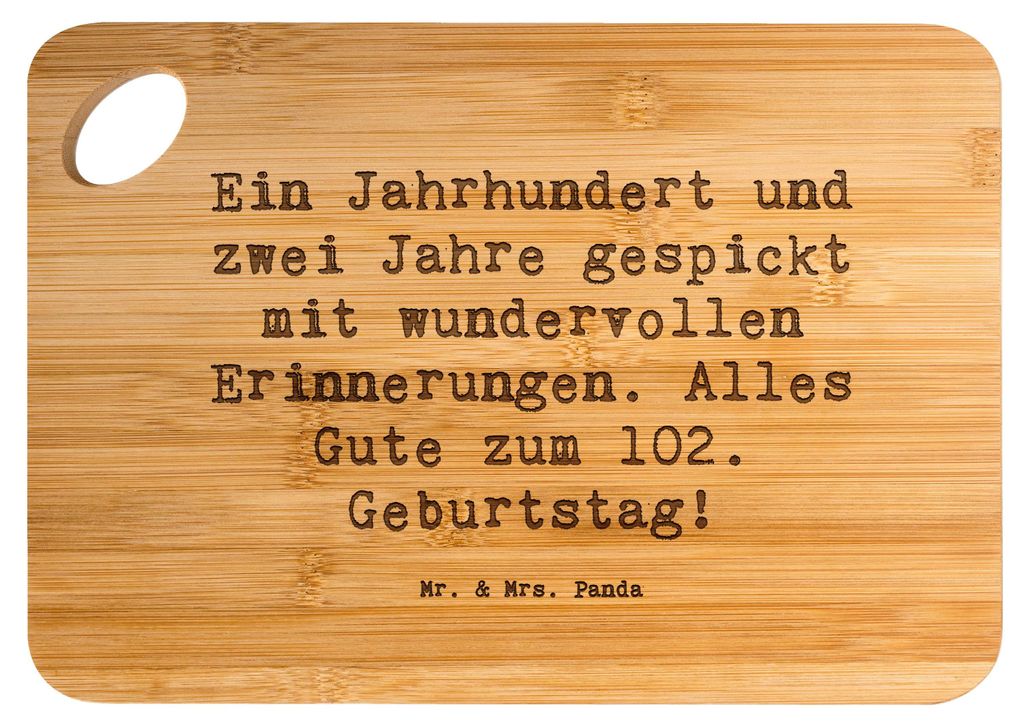 Mr. & Mrs. Panda Frühstücksbrett Spruch 102. Geburtstag - Transparent - Geschenk, schneidbrett, Schneidebrett, Liebe, Alter, Happy Birthday, Lebe...
