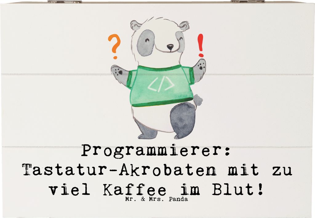 Mr. & Mrs. Panda Box Programmierer Kaffeeheld 22 x 15 cm - Weiß - Geschenk, Schatzkiste, Tastatur, schatztruhe, Aufbewahrungsbox Holz, Holzbox mit...