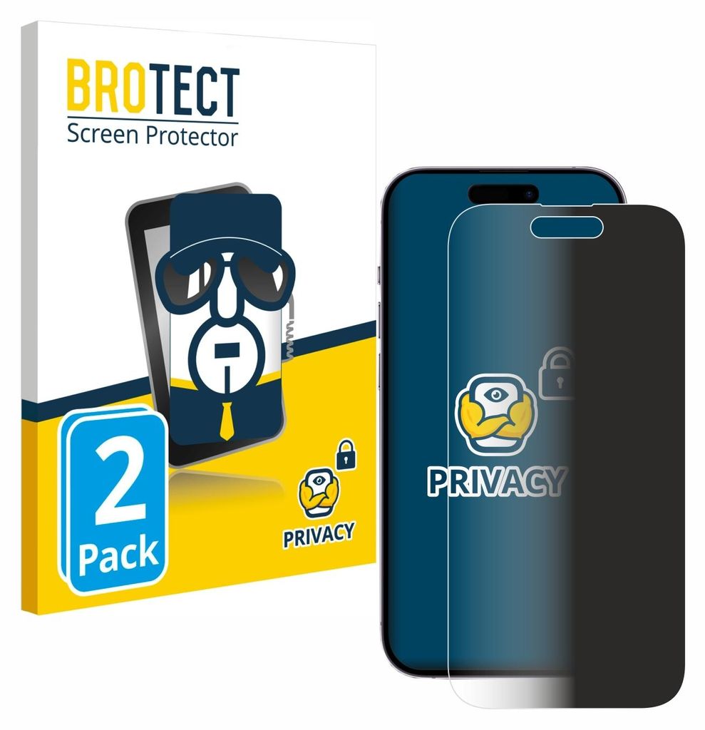 2x BROTECT Sichtschutzfolie für Apple iPhone 14 Pro Anti-Spy Privacy Sichtschutz Blickschutz Folie Blaulicht-Schutz