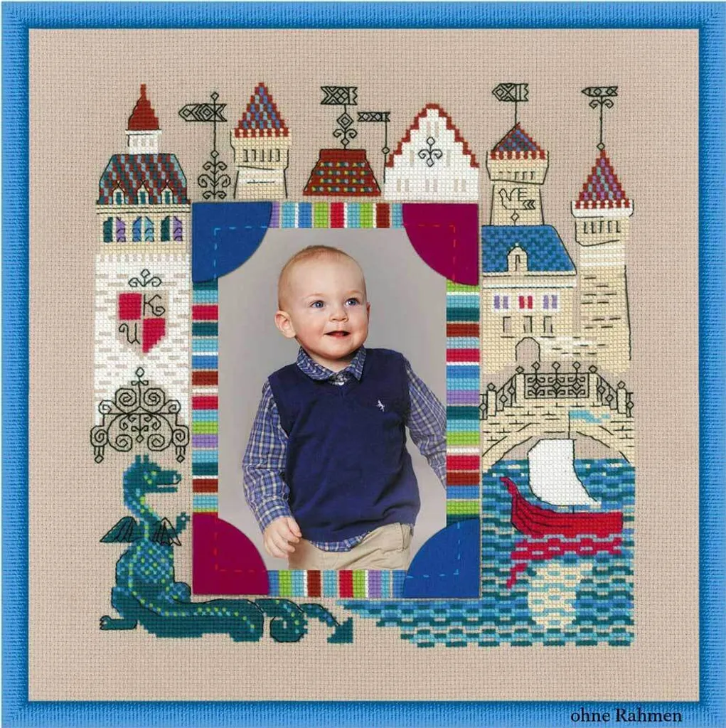 Kit broderie Riolis Cadre Photo Château Chevalier point de croix 20cm