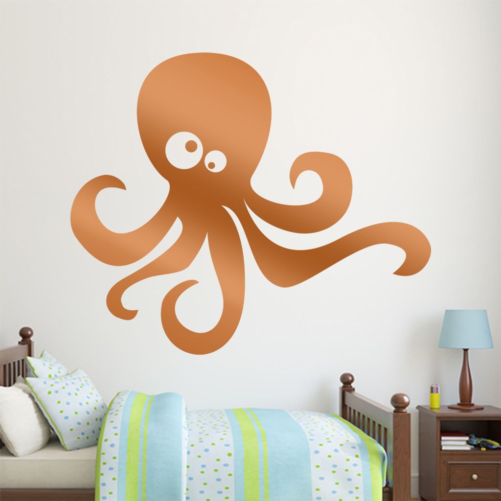 KIWISTAR Niedliche Oktopus - Krake Wandtattoo in 6 Größen - Wandaufkleber Wall Sticker - Dekoration, Küche, Wohnzimmer, Schlafzimmer, Badezimmer