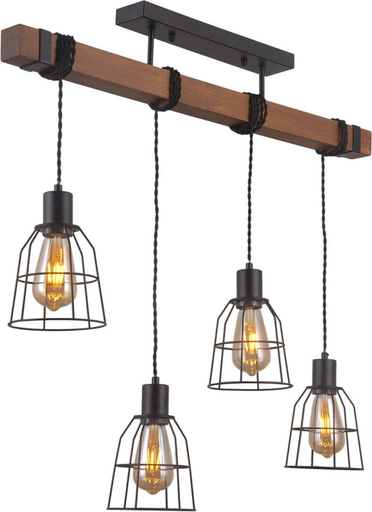 Żyrandol Reda czarny mat-ciemne drewno 4xE27x40W drewno Zdjęcie produktu 