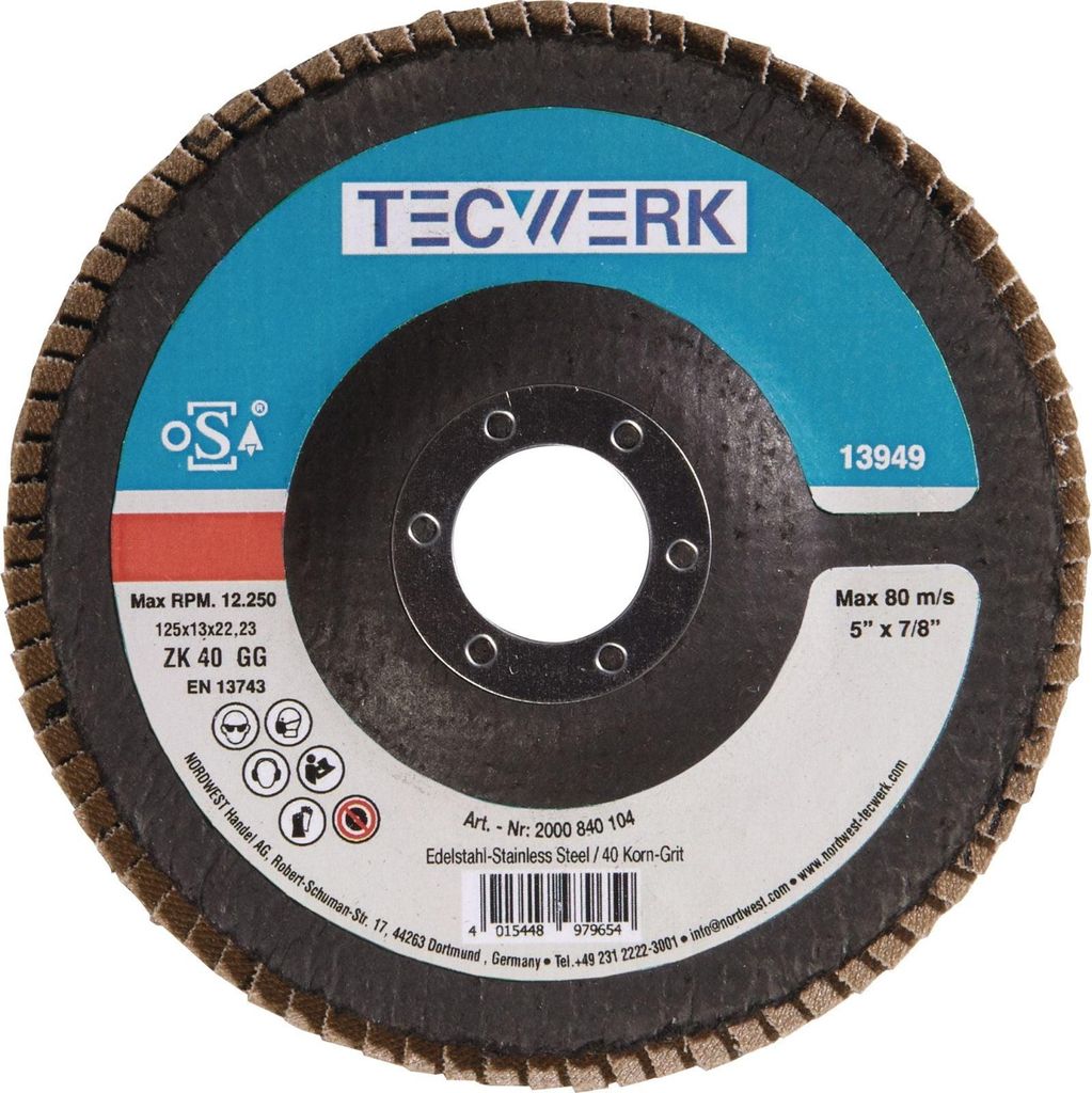 Tecwerk Fächerscheibe Kehlnaht INOX Zirkonkorund - 10 Stk.