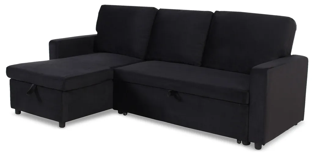 Canapé convertible modulable angle réversible velours noir Baleares
