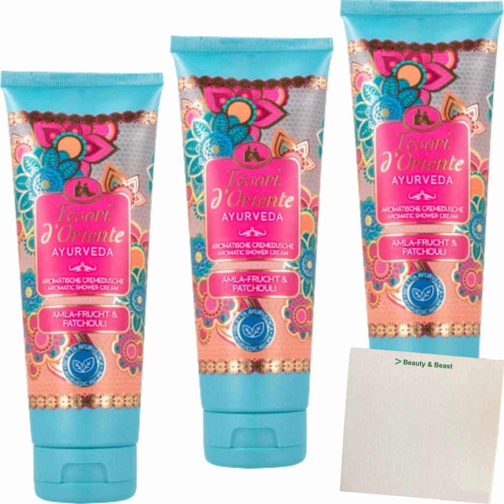 Tesori d'Oriente Ayurveda Aromatische Cremedusche 3er Pack (3x250ml Tube) + usy Block
