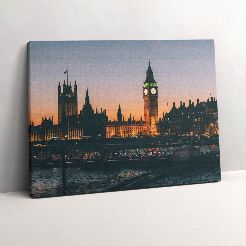 Big Ben Tower Bridge London – Leinwandbild Wandbild – 80x60 cm – Leinwandbilder – Wandbilder – Schlafzimmer – Flur