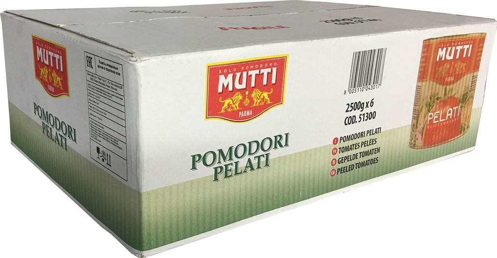 MUTTI Pelati (6 x 2500g) - (ATG: 6 x 1500g) geschälte Tomaten