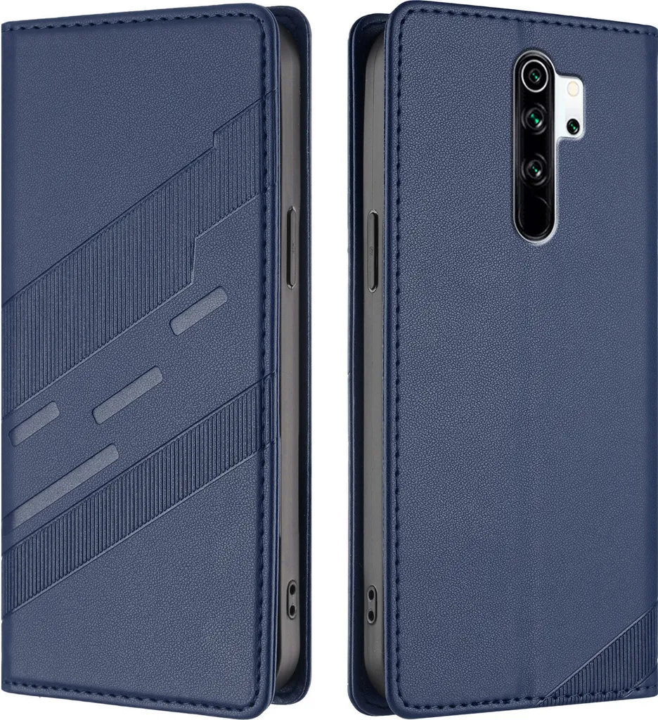 Custodia per Xiaomi Redmi Note 8 Pro, custodia a portafoglio in Finto cuoio con slot per schede e funzione stand Blau