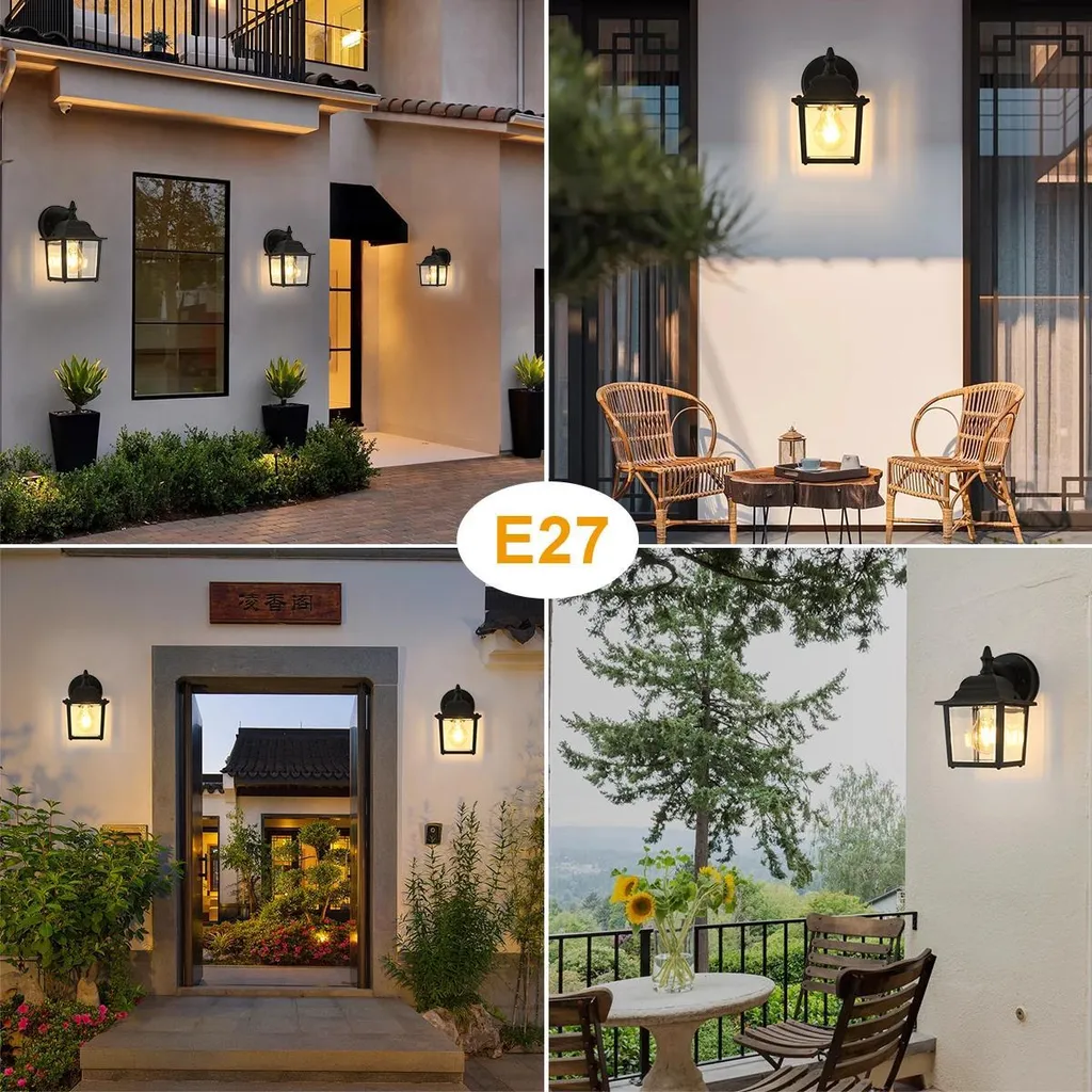 Applique murale étanche en fer forgé noir 220V style moderne pour E27 - 5