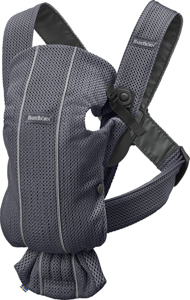 BabyBjörn Babytrage Tragesack Mini 3D-Netzstoff bis 11kg, Anthrazitgrau