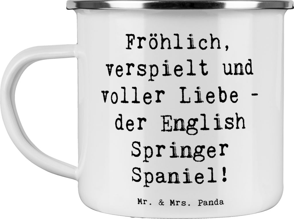 Mr. & Mrs. Panda Pott Spruch English Springer Spaniel Freude - Weiß - Geschenk, Emaille Becher, Teetasse, Freundlich, Apportierhund, Jagdhund, Hun...
