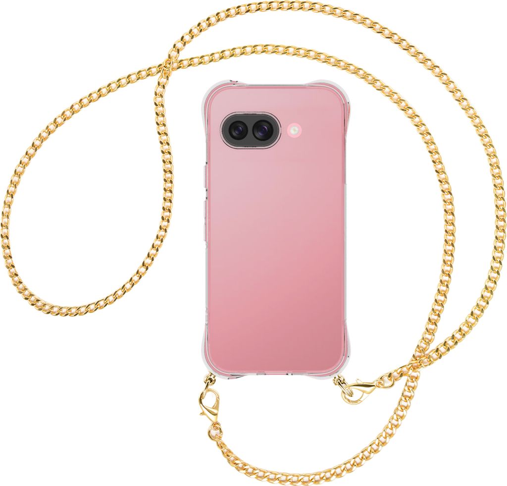 Handykette Backcover-Schutzhülle mit Band (Metall goldfarben) für Google Pixel 9A - goldfarbene Kette