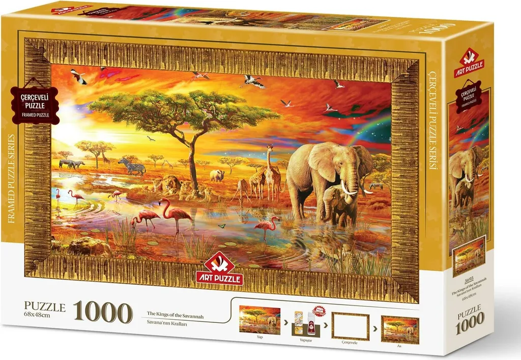 Puzzle 1000 pièces avec cadre 3-en-1 Rois de la Savane finition pro