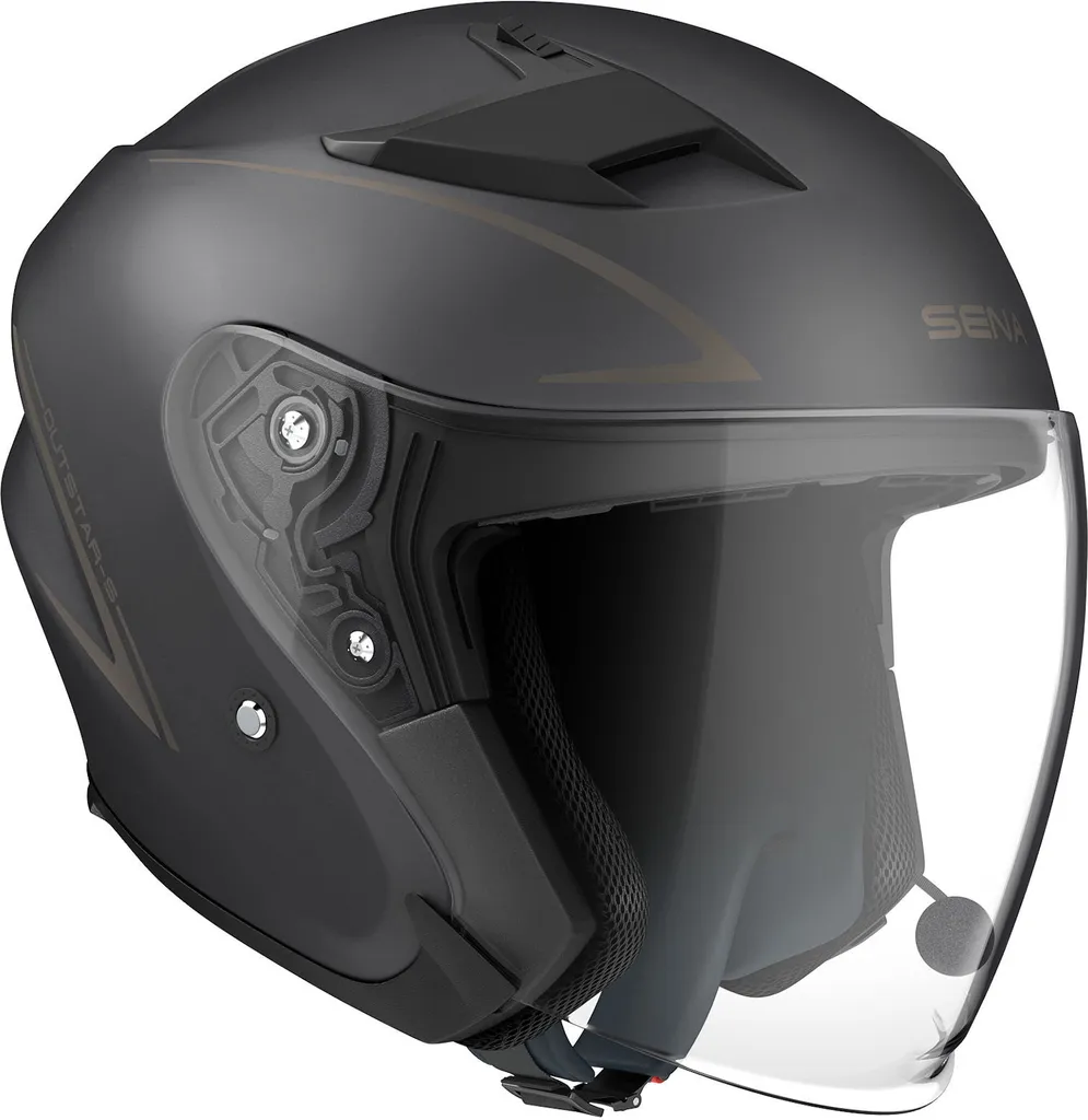SENA Outstar S Noir Mat - Casque Jet Bluetooth Intégré pour Moto et Scooter