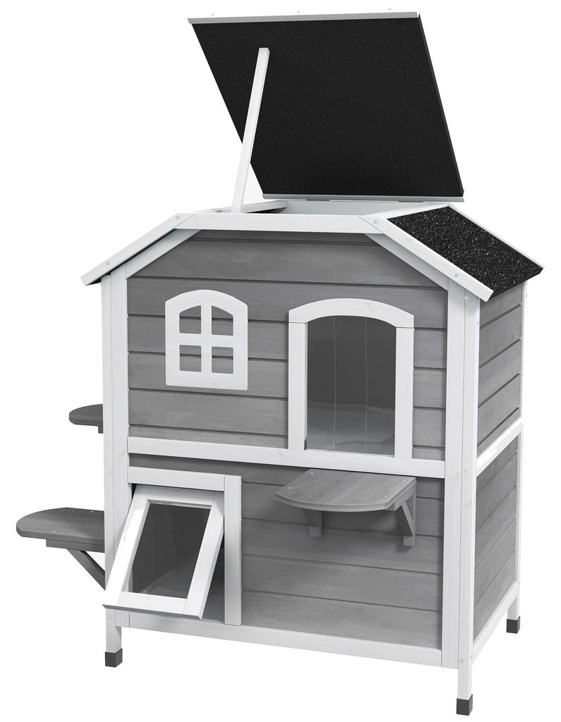 PawHut kattenhuis, buiten, kattenhut met 3 trappen, 2 Productafbeelding 