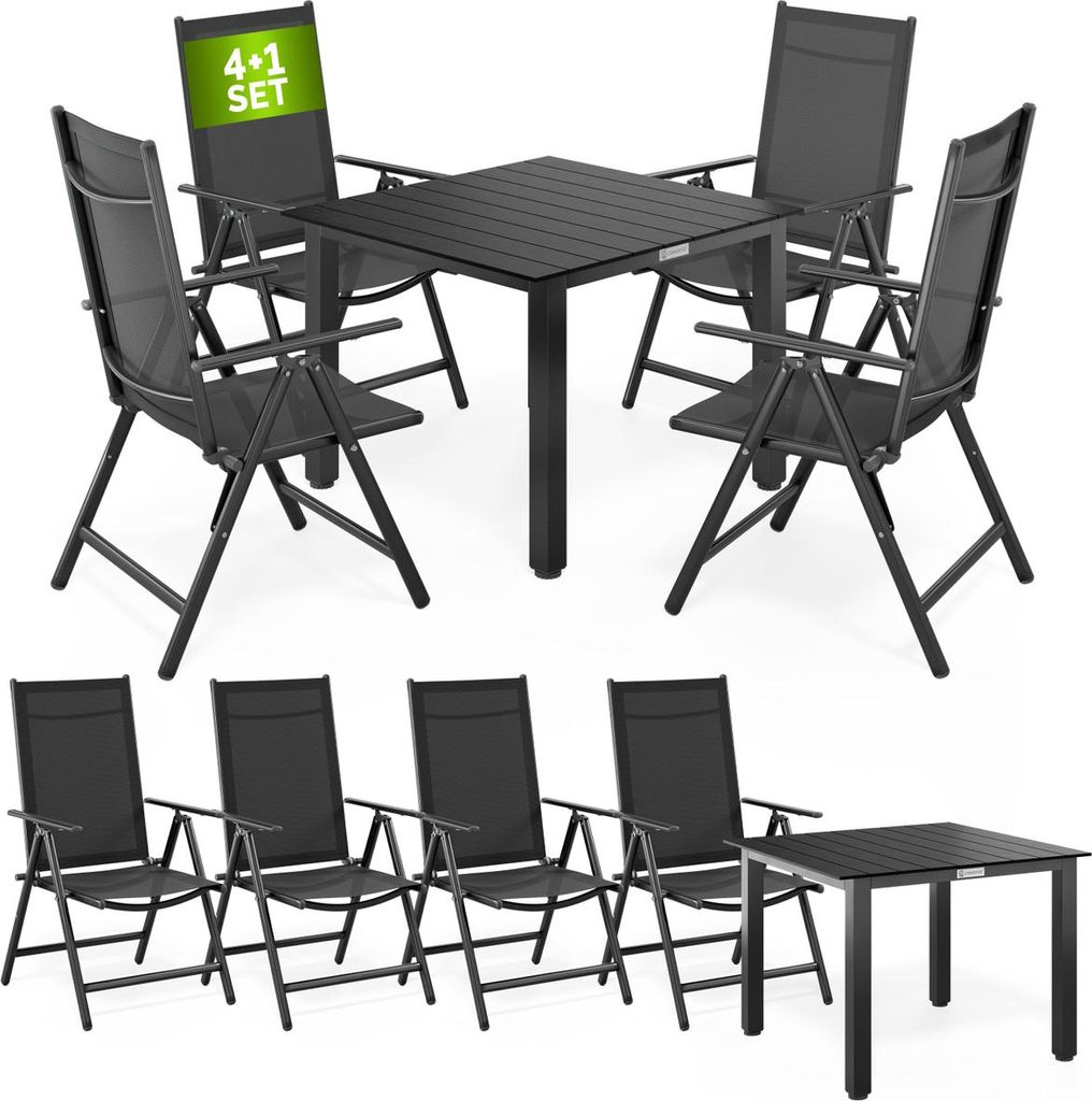 CASARIA® Gartenmöbel Set 4 Stühle mit WPC Tisch 80x80cm Produktbild 
