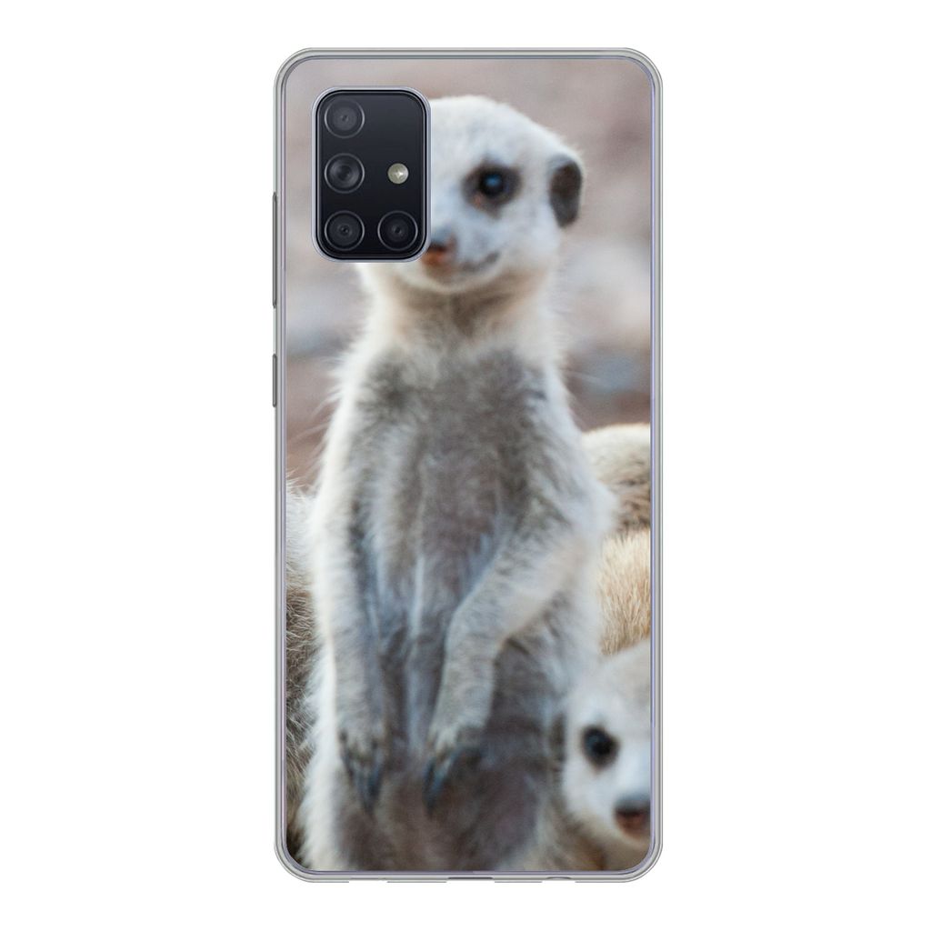 MuchoWow Handyhülle Schutzhülle Hülle für Samsung Galaxy A51 Neugierige Erdmännchen Silikon Softcase Handy Hülle - Schutzabdeckung