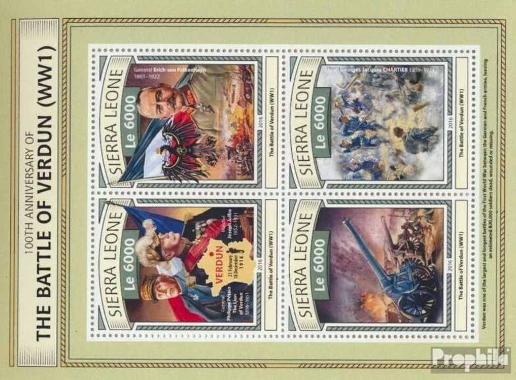 Briefmarken Sierra Leone 2016 Mi 7743-7746 Kleinbogen Produktbild 