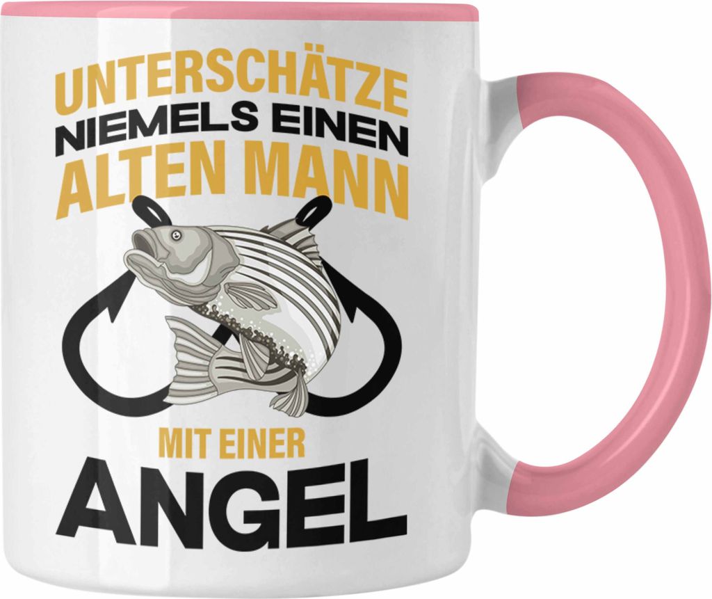 Trendation - Angler Tasse Geschenk Männer Sprüche Lustig für Fischer Geschenkidee Angeln Becher (Rosa)