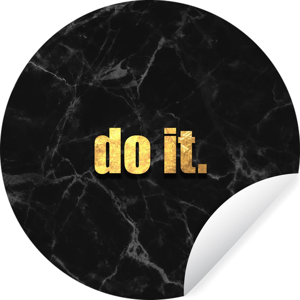 MuchoWow Runde Wandtattoo - Wandsticker Tapete Aufkleber Zitate - Motivation - Gold - Marmor Ø 100 cm Selbstklebend und Repositionierbar - Wanda...