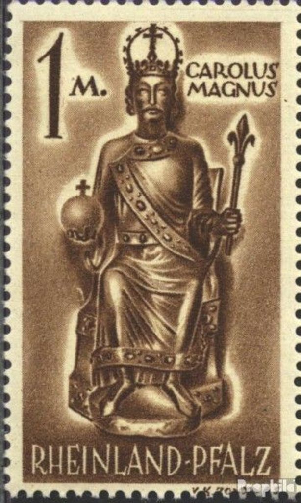 Briefmarken Franz. Zone-Rheinland Pfalz 1947 Mi 15IV, weiße Krücke links vom Thron (Feld 36) postfrisch Freimarke