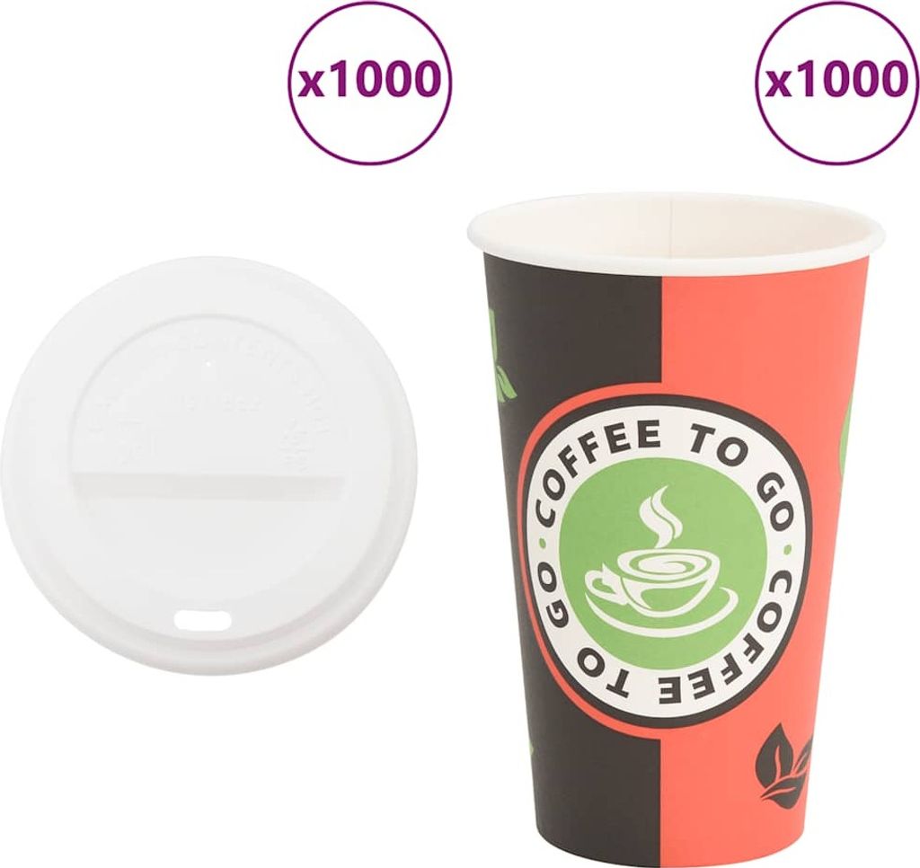 "im Sonderangebot"Pappbecher mit Deckeln 1000 Stk. 16oz 400ml NEU763808 - Trinkbecher