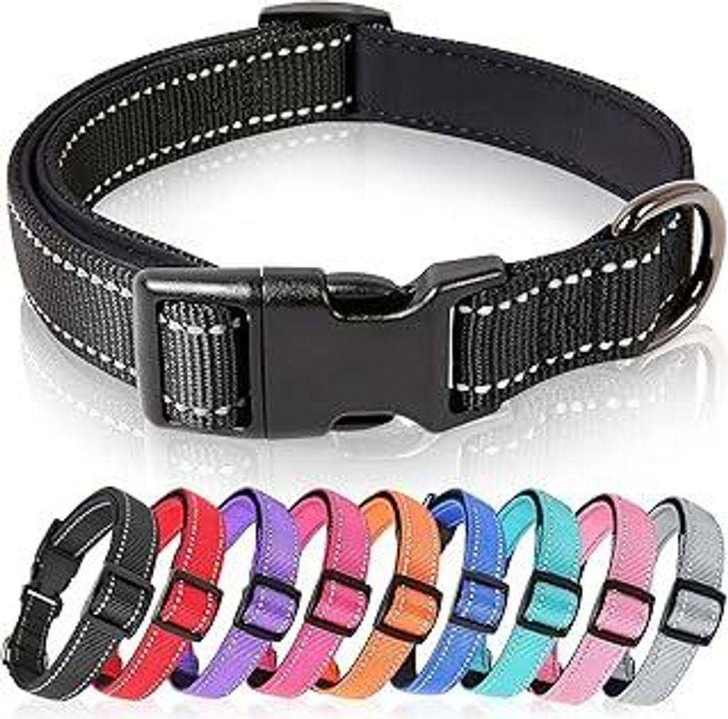 HEELE Hundehalsband, weich gepolstertes Neopren Nylon Hunde Halsband für kleine mittlere große Hunde und Welpen, verstellbare und reflektierende ...