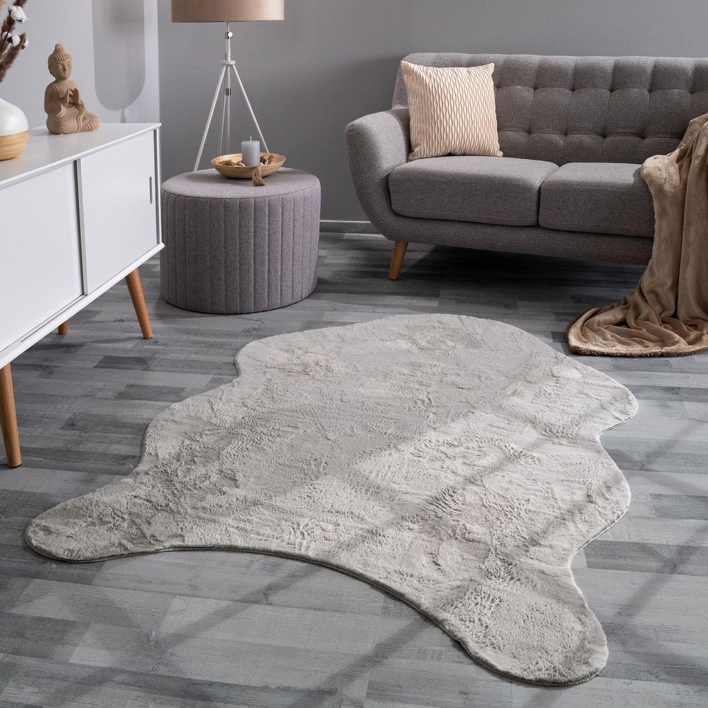 TT Home Wohnzimmer Teppich Unifarben Flauschig Modern Produktbild 