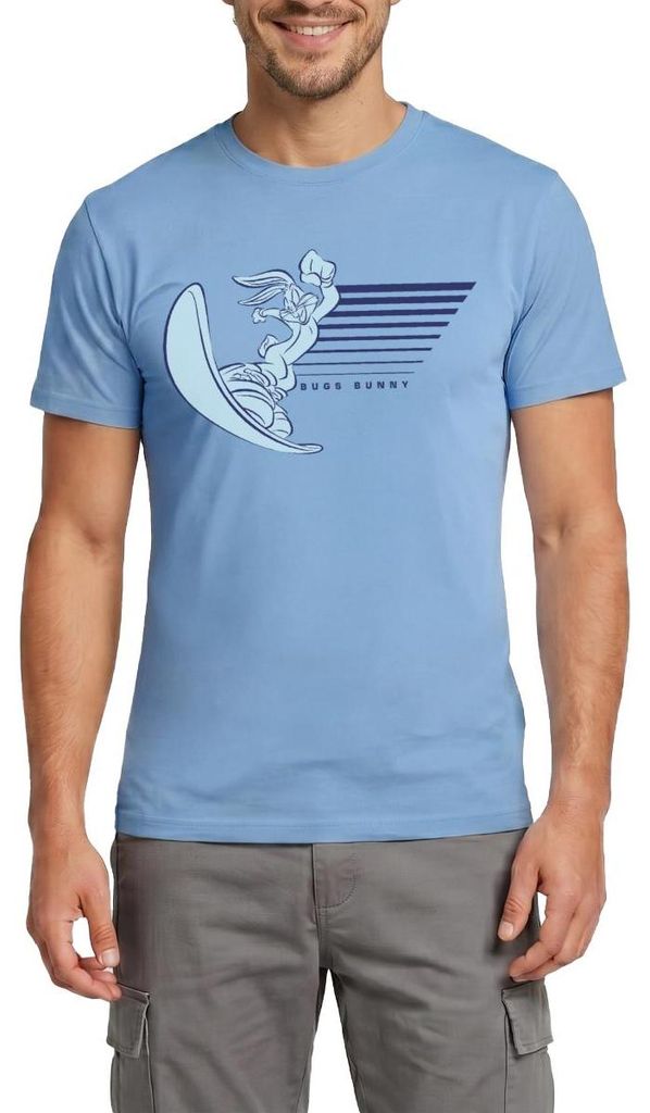 Spreadshirt Looney Tunes Bugs Bunny Mit Snowboard Männer T-Shirt, 4XL, Carolina Blue
